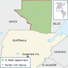 Map showing El Petén department of Guatemala