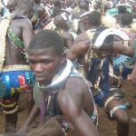 Circumcision candidates dancing in Matoto at the official opening of the circumcision season.