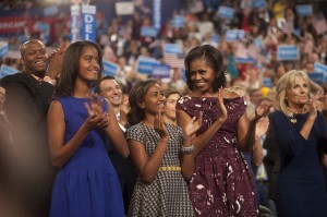 Malia, Sasha and Michelle Obama at the Democratic National Convention in September. Photo by Barack Obama via Flickr.